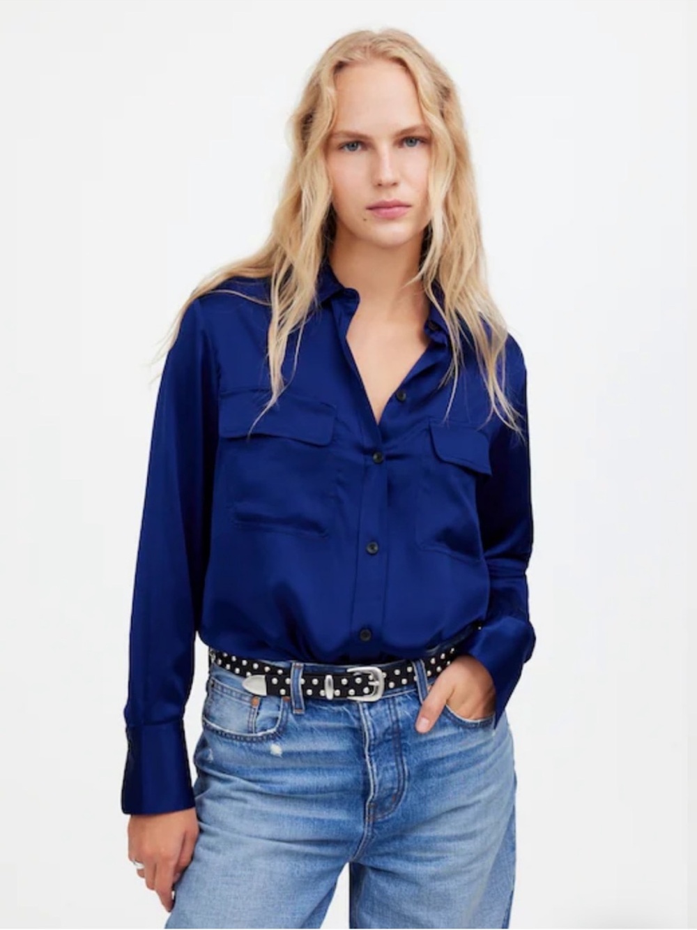 Madewell Top XXS Silk Blue